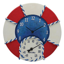 Load image into Gallery viewer, 14-Inch Life Preserver Clock with Thermometer - Northwest Homegoods
