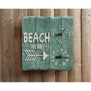 14-Inch x 14-Inch Beach This Way Clock with Thermometer - Northwest Homegoods