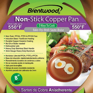 Brentwood Nonstick Induction Copper Fry Pan (8") - Northwest Homegoods