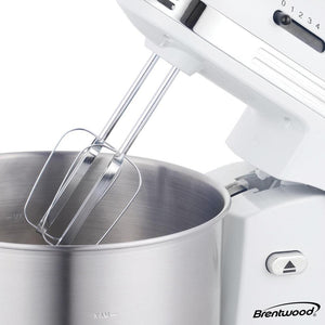 Brentwood 5-Speed Stand Mixer with 3-Quart Stainless Steel Mixing Bowl (White) - Northwest Homegoods