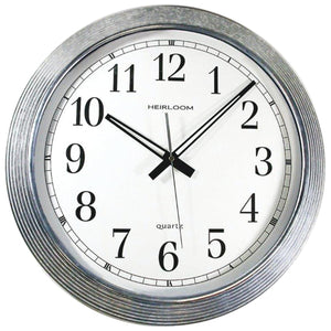 16" Galvanized Metal Silver Wall Clock - Northwest Homegoods