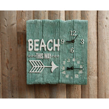 Load image into Gallery viewer, 14-Inch x 14-Inch Beach This Way Clock with Thermometer - Northwest Homegoods
