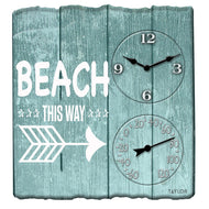14-Inch x 14-Inch Beach This Way Clock with Thermometer - Northwest Homegoods