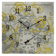 14-Inch x 14-Inch Beachwood Clock with Thermometer - Northwest Homegoods